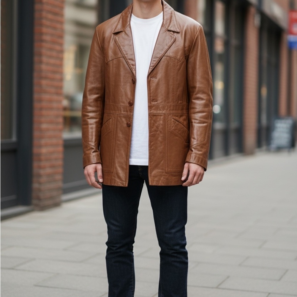 Men's Rare Vintage Fantastic International Brown Leather Jacket - 1970’s